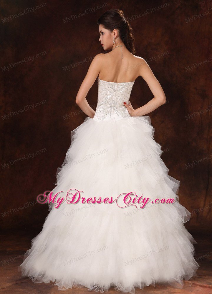 Ruffles Sweetheart Princess Ruffles Chic Garden Wedding Dress with Beading