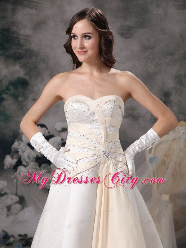 White and Champagne Princess Sweetheart Beading Wedding Bridal Gown