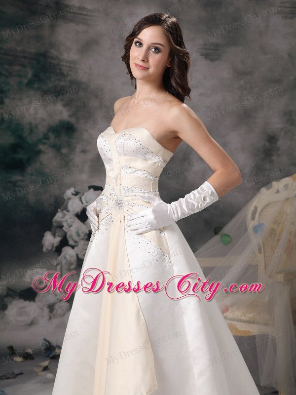 White and Champagne Princess Sweetheart Beading Wedding Bridal Gown