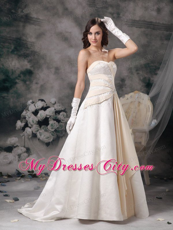 White and Champagne Princess Sweetheart Beading Wedding Bridal Gown