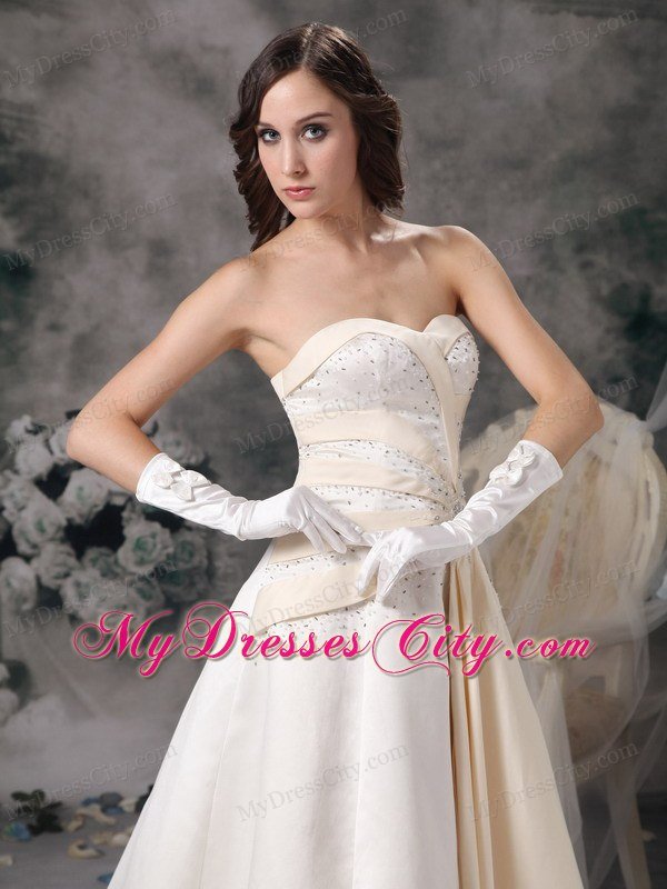 White and Champagne Princess Sweetheart Beading Wedding Bridal Gown