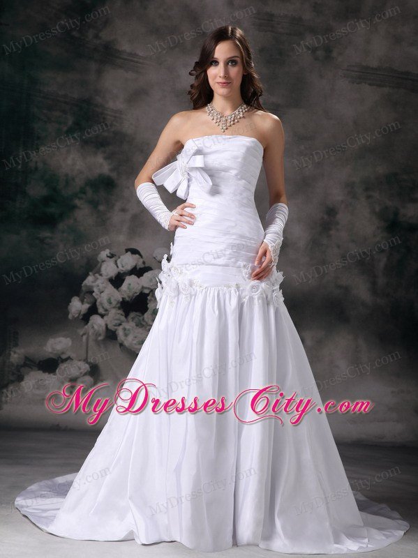 Popular A-line Strapless Ruching 2013 Spring Long Wedding Gowns