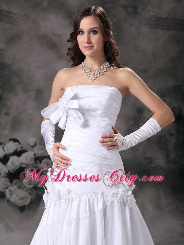 Popular A-line Strapless Ruching 2013 Spring Long Wedding Gowns