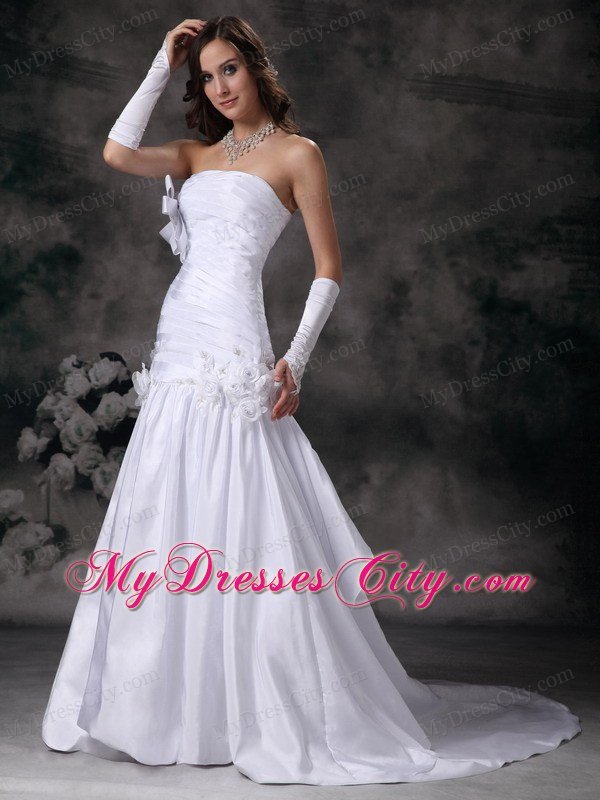 Popular A-line Strapless Ruching 2013 Spring Long Wedding Gowns