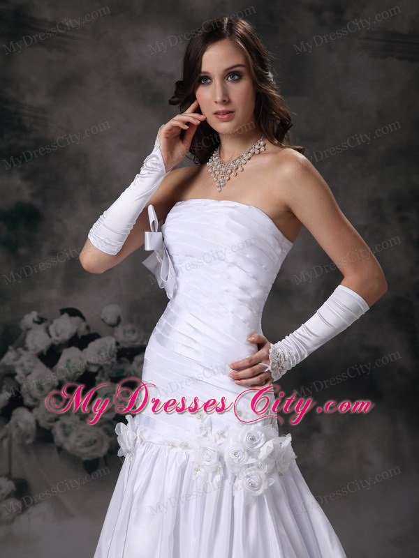 Popular A-line Strapless Ruching 2013 Spring Long Wedding Gowns