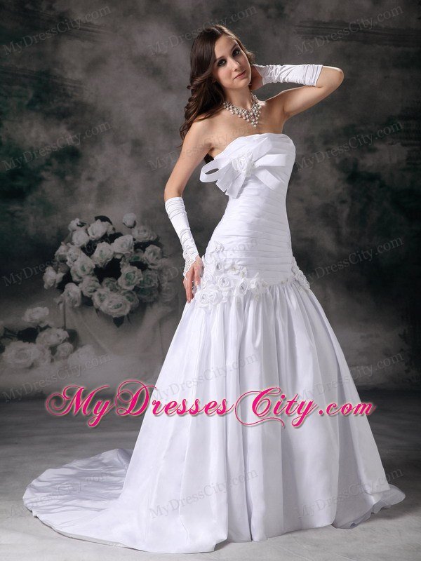 Popular A-line Strapless Ruching 2013 Spring Long Wedding Gowns