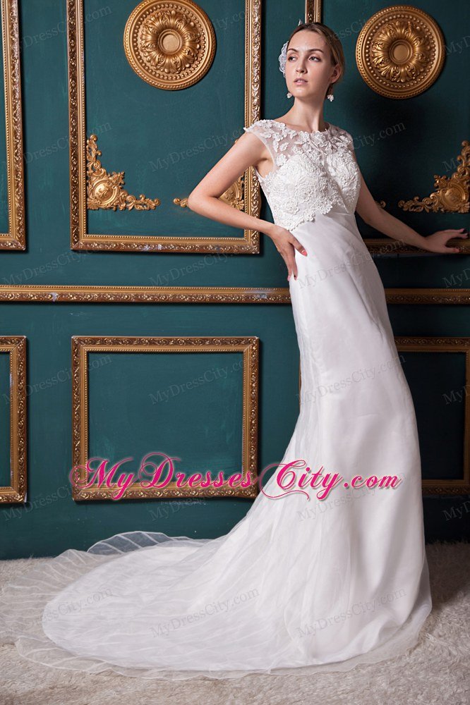 Sexy Column Scoop Lace Button Down Back 2013 Wedding Bridal Gown