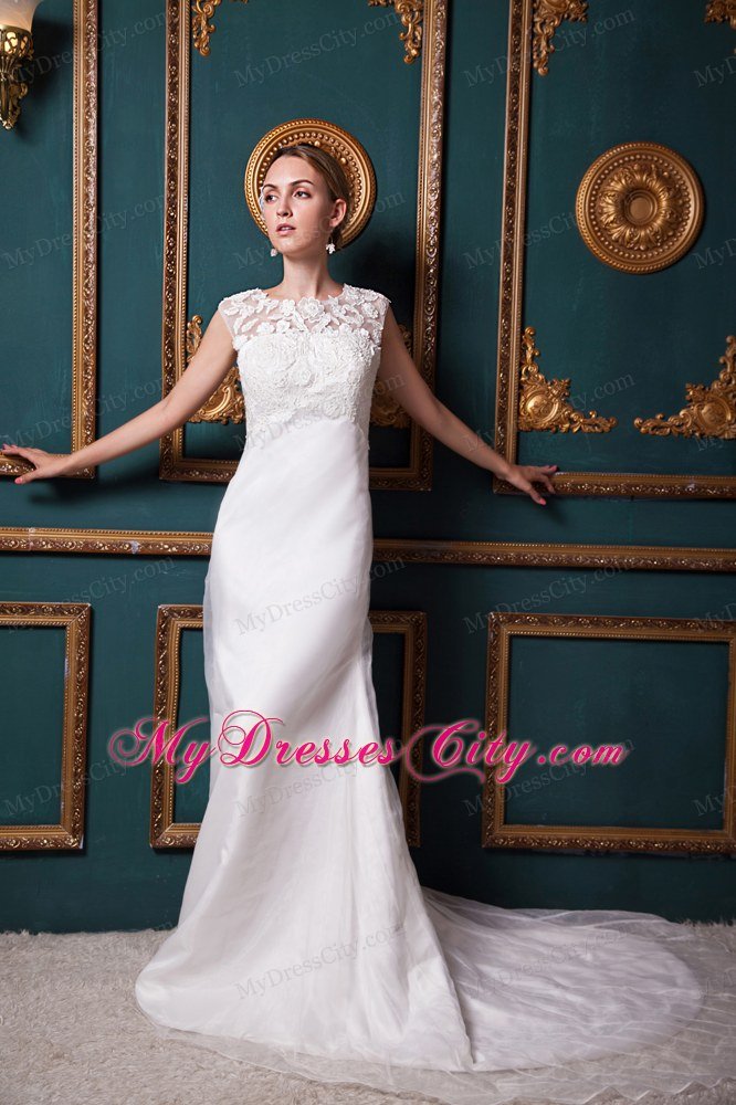 Sexy Column Scoop Lace Button Down Back 2013 Wedding Bridal Gown