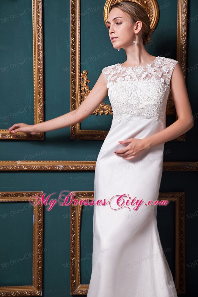 Sexy Column Scoop Lace Button Down Back 2013 Wedding Bridal Gown