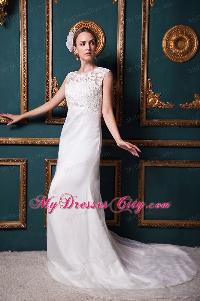 Sexy Column Scoop Lace Button Down Back 2013 Wedding Bridal Gown