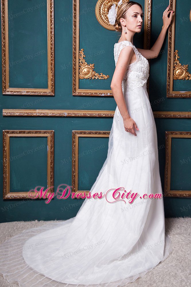 Sexy Column Scoop Lace Button Down Back 2013 Wedding Bridal Gown