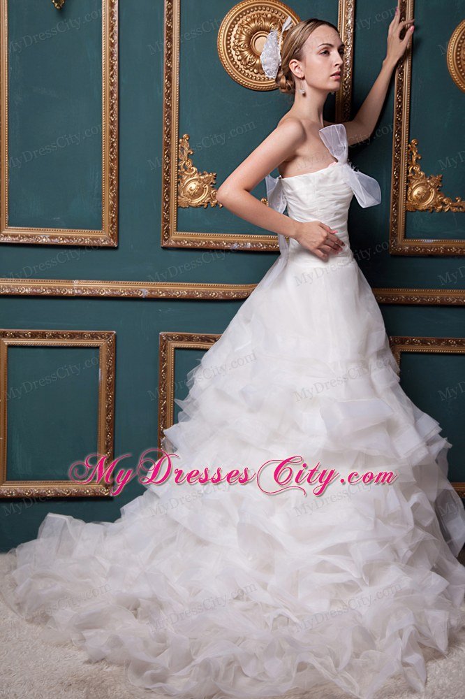 Prefect A-line Strapless Ruching Ruffles Summer Garden Wedding Dress