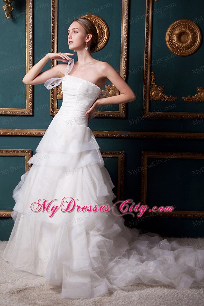 Prefect A-line Strapless Ruching Ruffles Summer Garden Wedding Dress