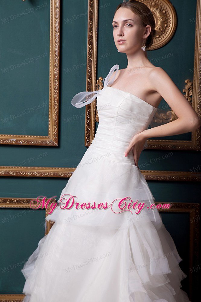 Prefect A-line Strapless Ruching Ruffles Summer Garden Wedding Dress