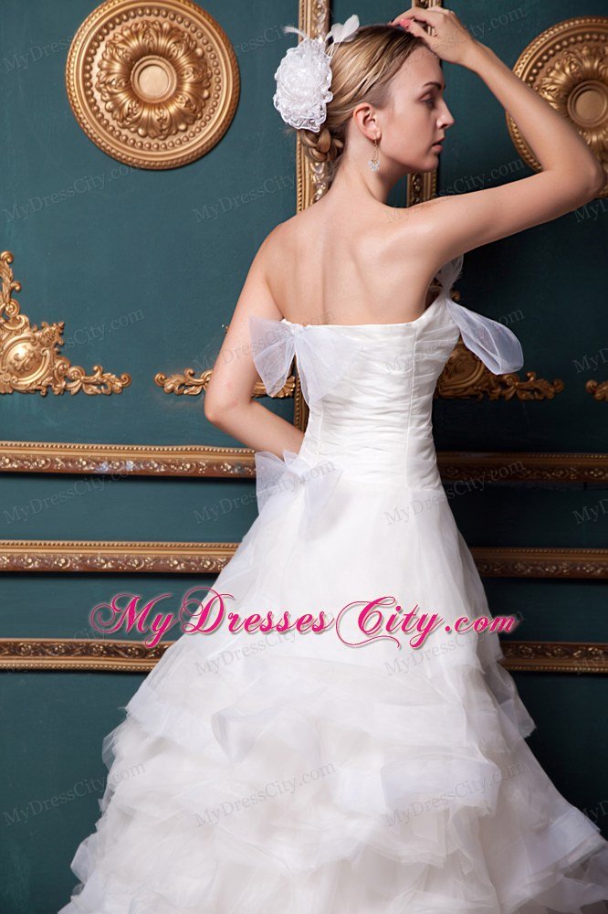 Prefect A-line Strapless Ruching Ruffles Summer Garden Wedding Dress