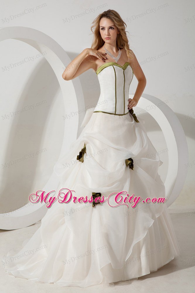 Ball Gown Sweetheart Elegant Wedding Dresses for Green Flowers