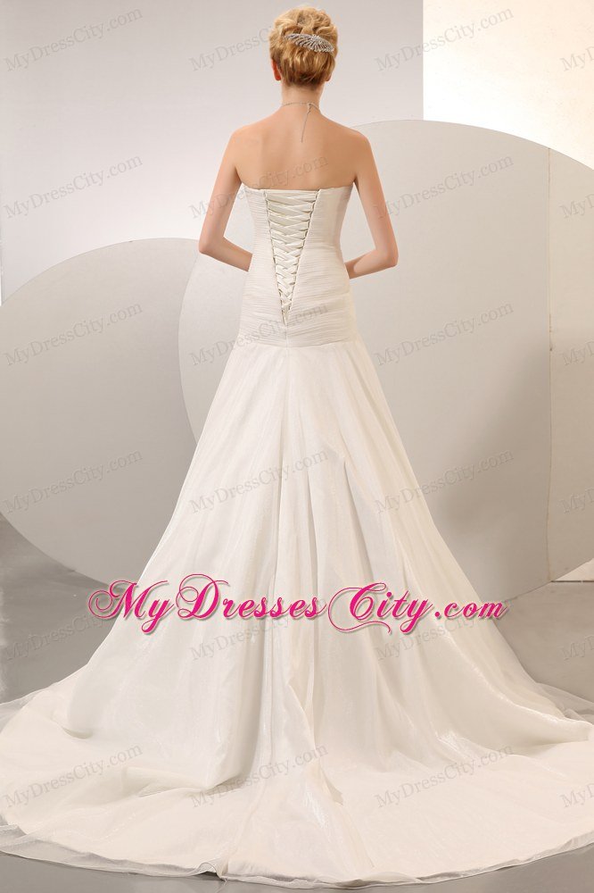 Modest Princess Sweetheart Beading Rhinestone Church Wedding Dress