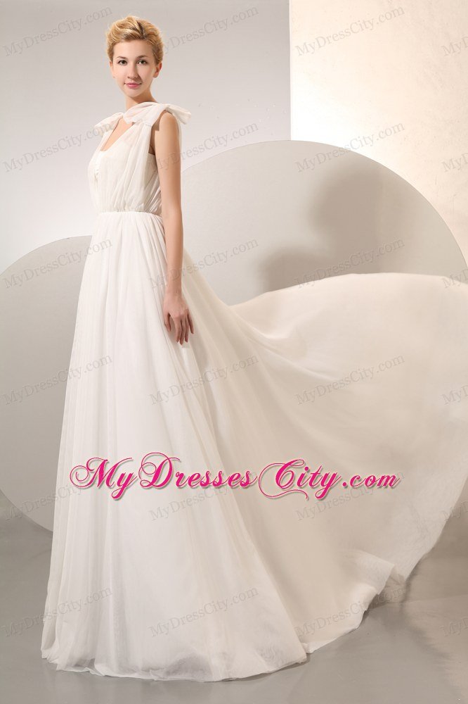 2013 Cheap Empire Straps Ruching Beach Wedding Dresses for Beach