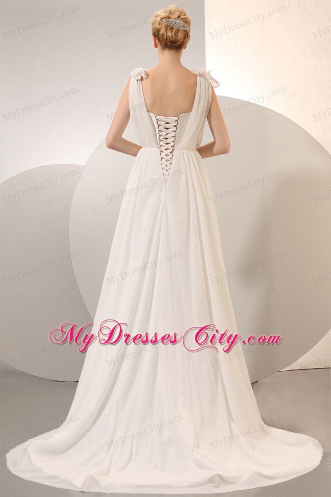 2013 Cheap Empire Straps Ruching Beach Wedding Dresses for Beach