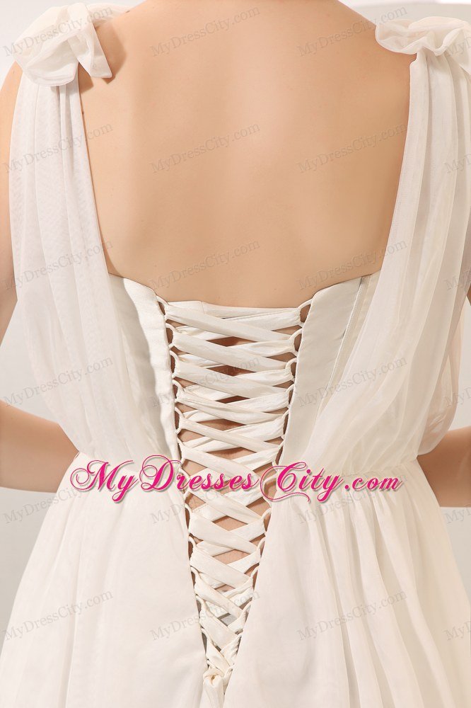 2013 Cheap Empire Straps Ruching Beach Wedding Dresses for Beach