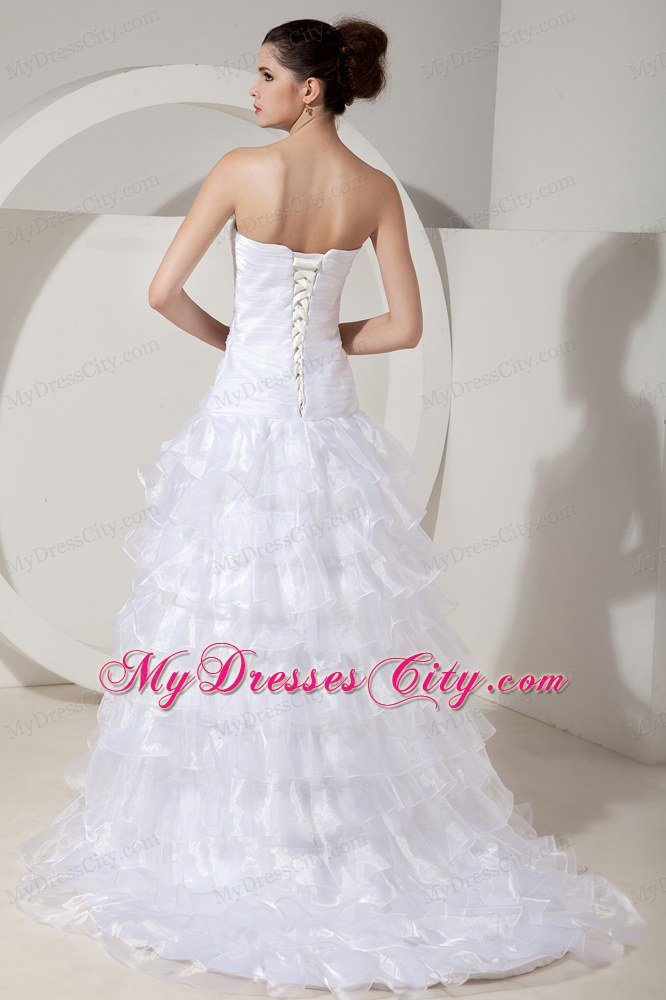 Popular Sweetheart Ruffled Sash Wedding Dress with Zipper Up Back