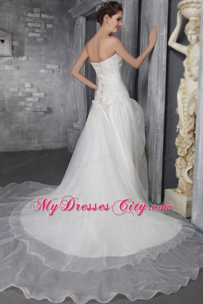 Lace and Beading A-Line Princess Strapless Wedding Dress for 2013