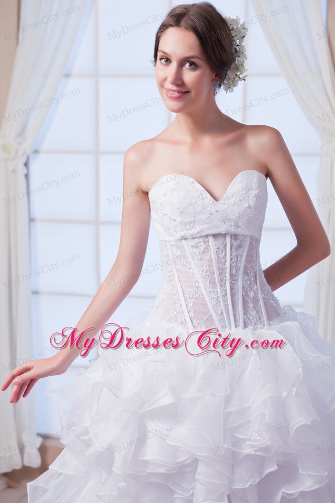 Transparent Sweetheart Beading A-line Wedding Dress with Ruffled