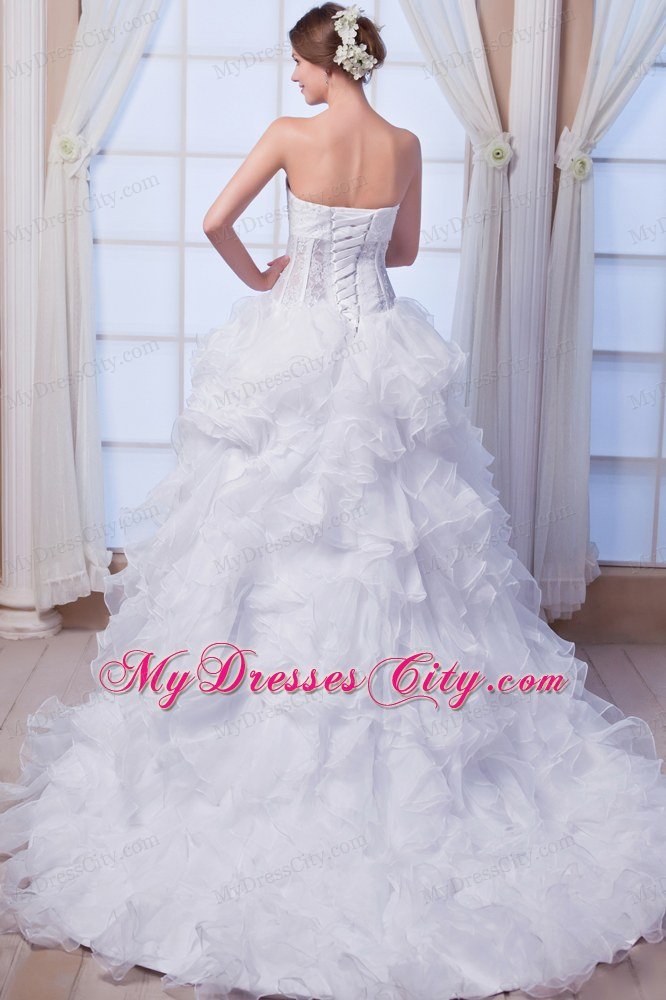 Transparent Sweetheart Beading A-line Wedding Dress with Ruffled