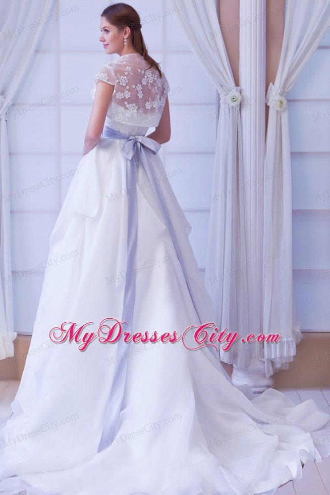 Romantic Princess Sweetheart Appliques Wedding Dress for Lilac Sash