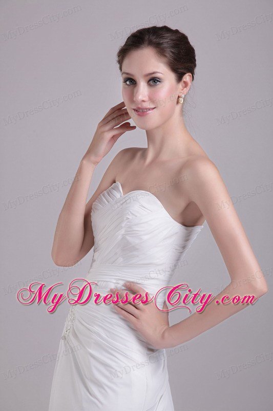 Elegant High Slit Empire Sweetheart Appliques Spring Wedding Dress