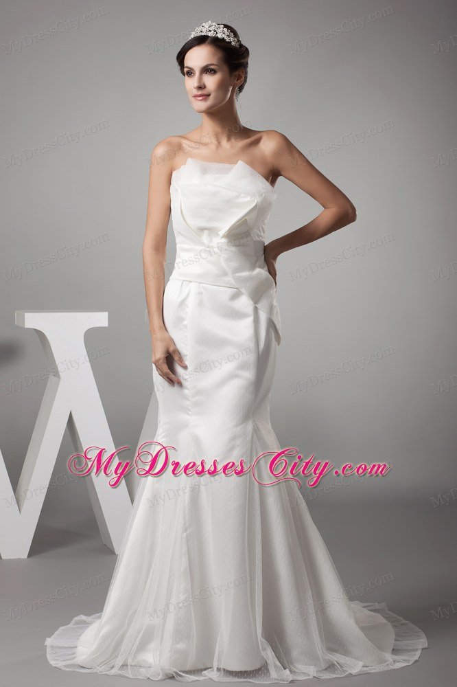 2013 Simple Stylish Mermaid Strapless Brush Train bridal dress