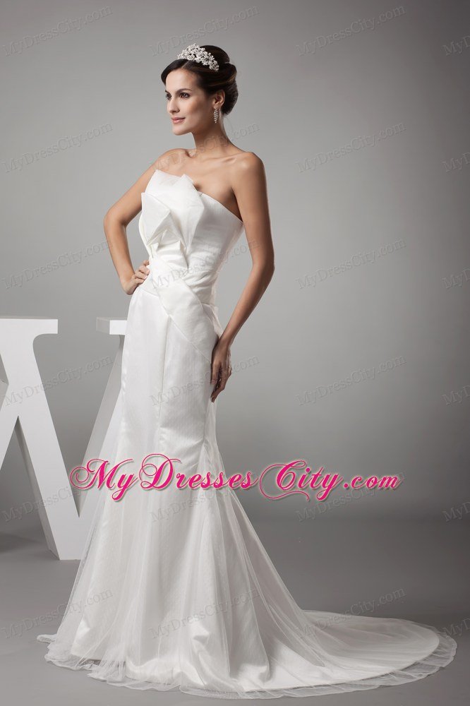 2013 Simple Stylish Mermaid Strapless Brush Train bridal dress