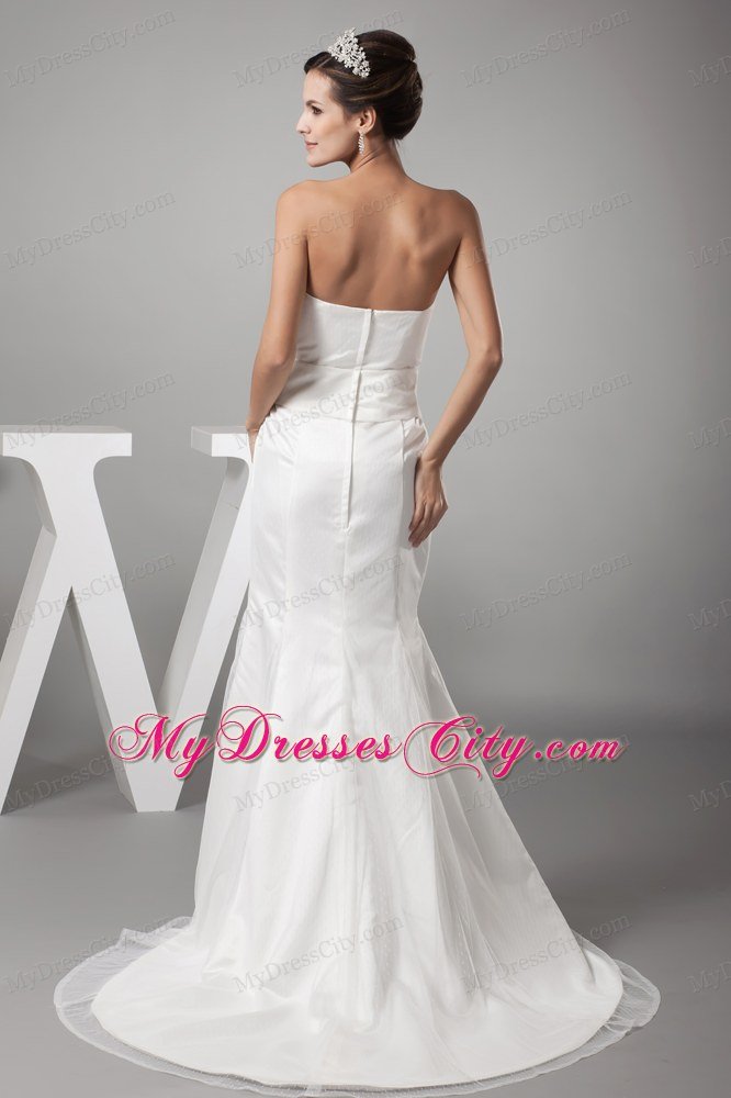 2013 Simple Stylish Mermaid Strapless Brush Train bridal dress