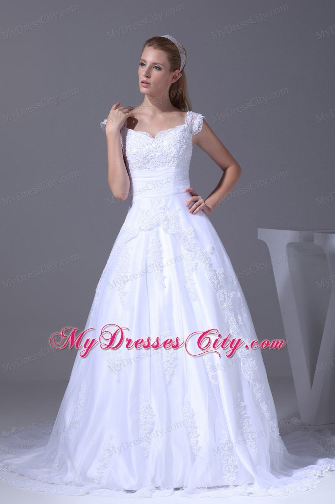 Recommend V-neck Lace A-line Wedding Dress with Court Train