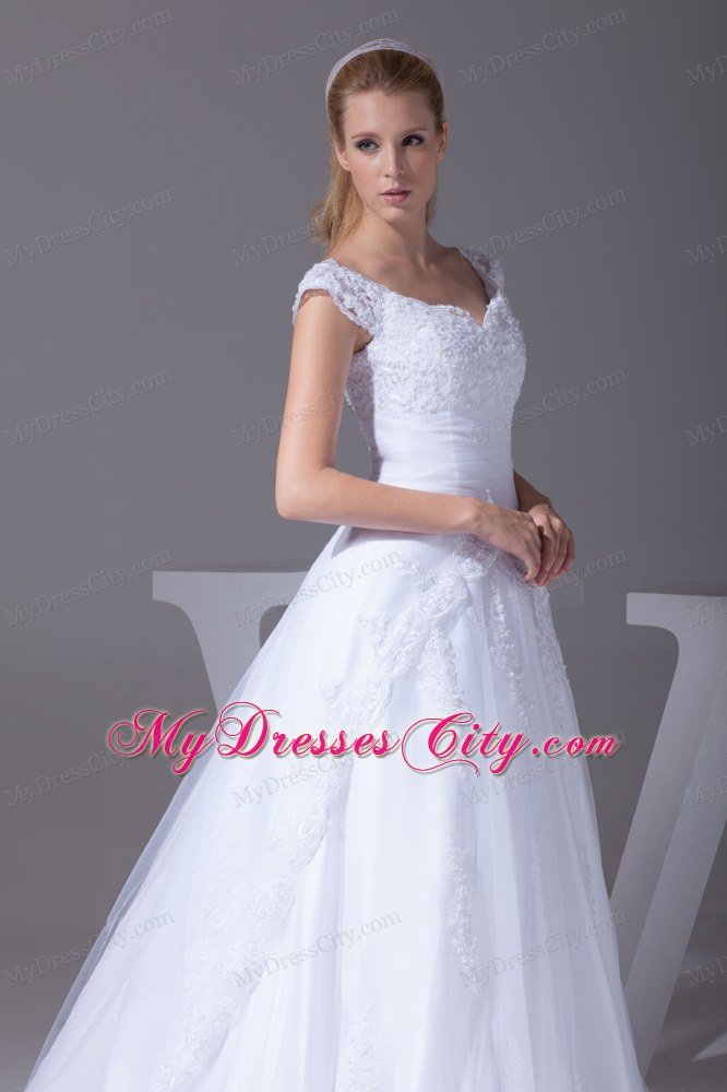 Recommend V-neck Lace A-line Wedding Dress with Court Train