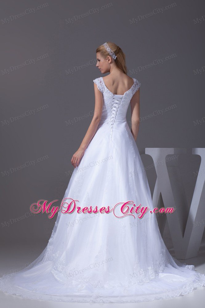 Recommend V-neck Lace A-line Wedding Dress with Court Train