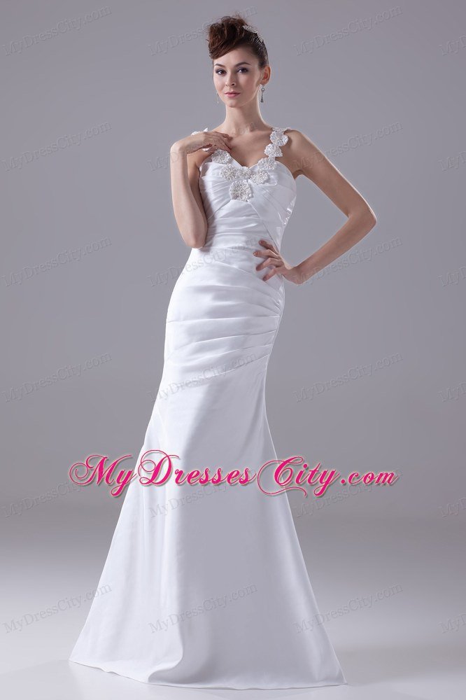 Mermaid Straps Beading and Ruching Wedding Anniversary Dress