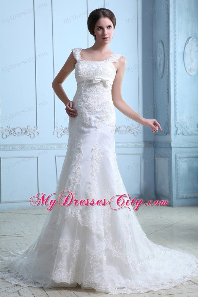 Mermaid Square Add Stock Lace Court Train Church Wedding Dress