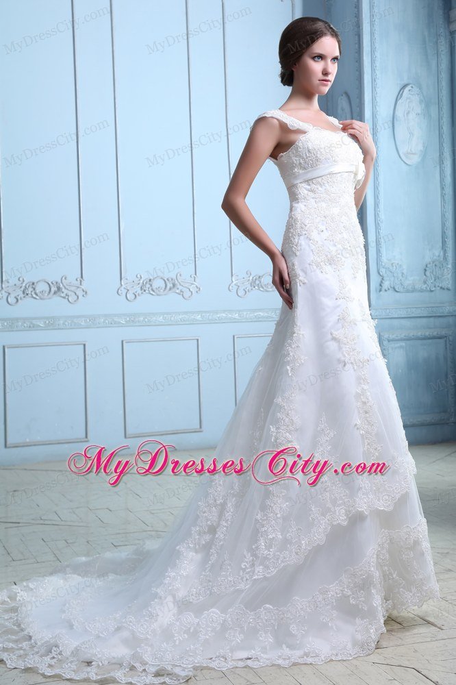 Mermaid Square Add Stock Lace Court Train Church Wedding Dress