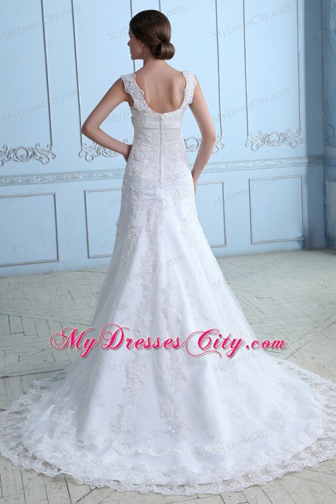 Mermaid Square Add Stock Lace Court Train Church Wedding Dress