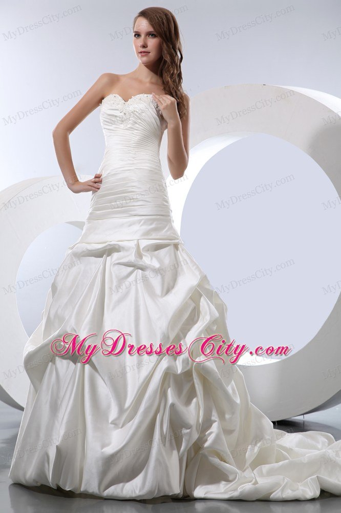 Sweetheart Taffeta Wedding Dress with Beading and Pick-ups