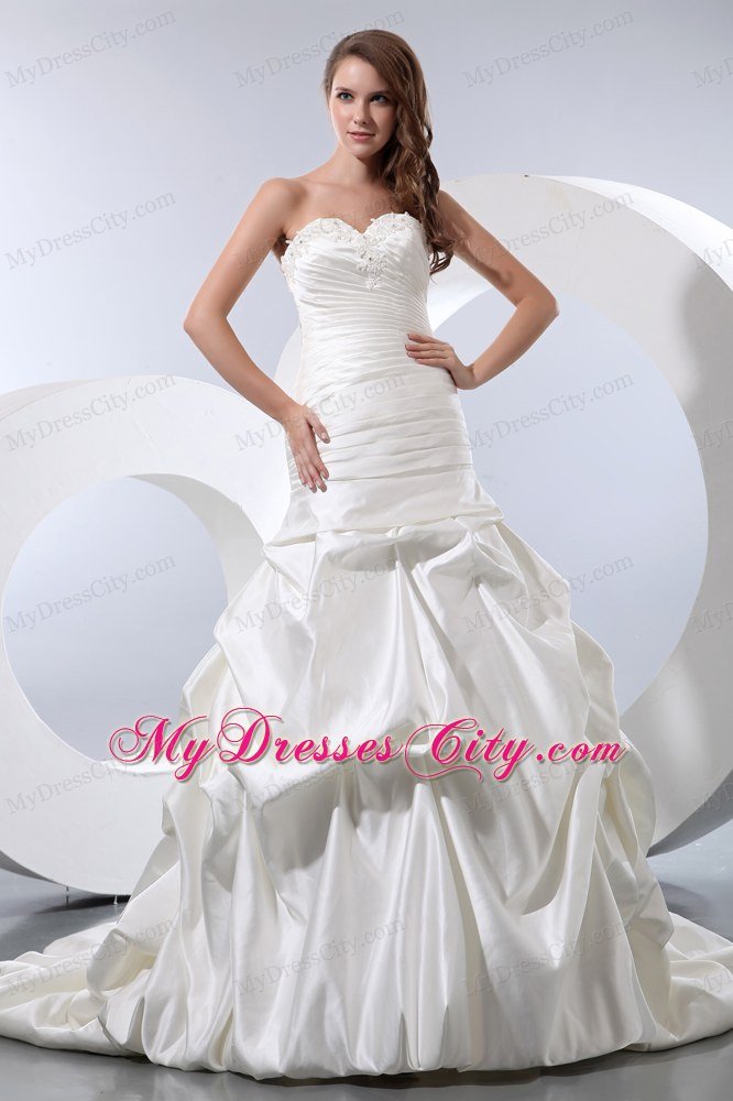 Sweetheart Taffeta Wedding Dress with Beading and Pick-ups