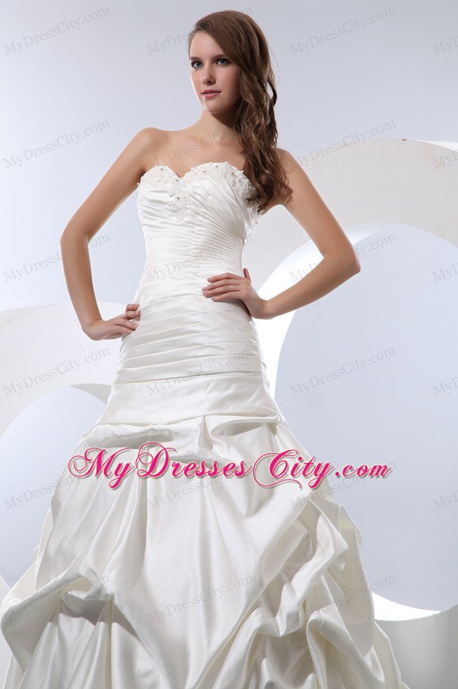 Sweetheart Taffeta Wedding Dress with Beading and Pick-ups