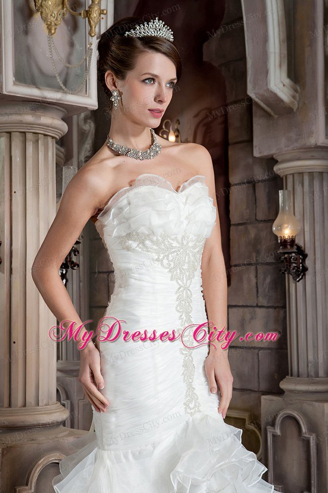 Mermaid Sweetheart Ruffles Layered Bridal Dress with Court Train