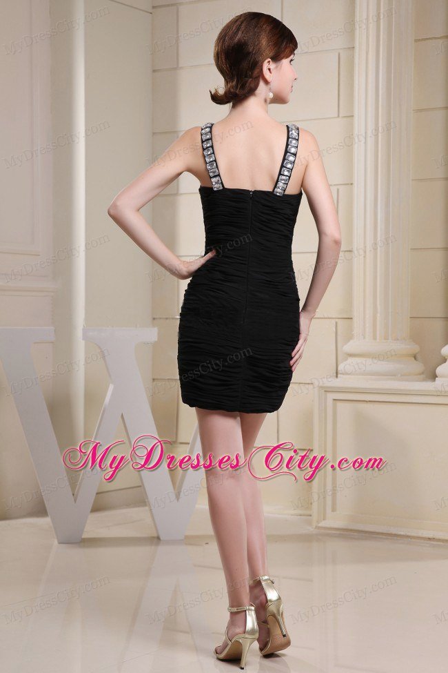 Jeweled Neckline Sheathy Mini-length Little Black Party Dress