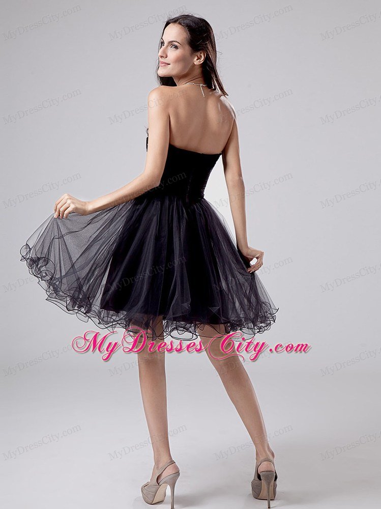 Beading and Rhinestones Sweetheart Short Black Party Dress