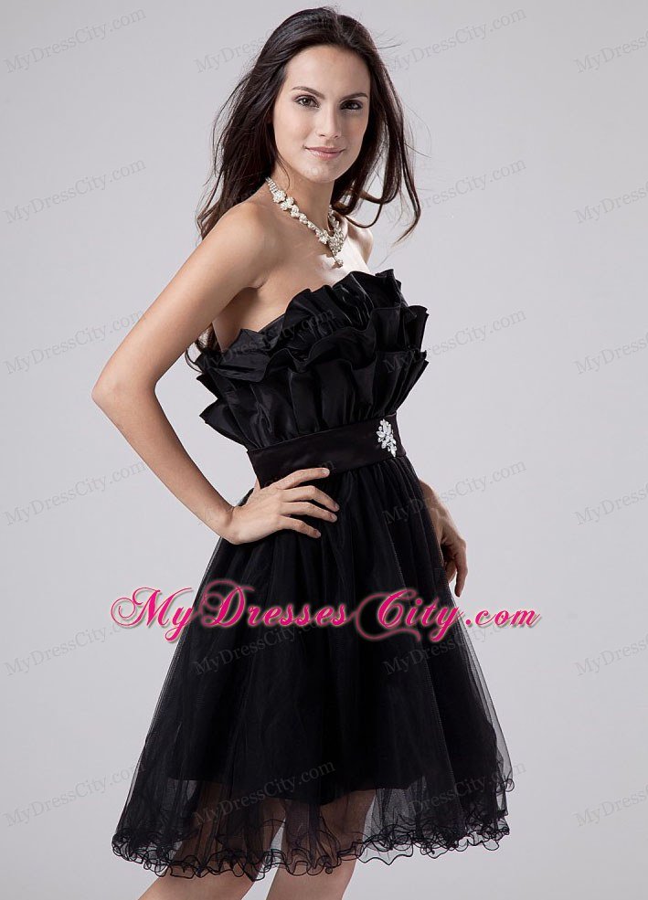 Lovely Princess Strapless Mini-length Beaded Little Black Dresses