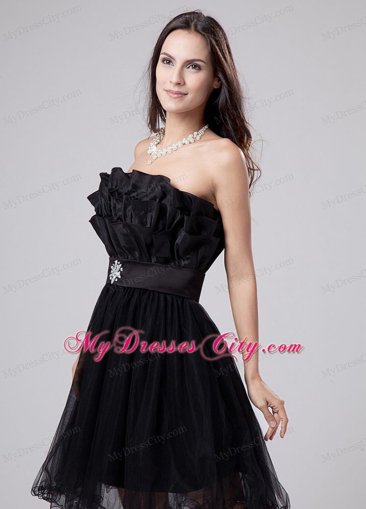 Lovely Princess Strapless Mini-length Beaded Little Black Dresses