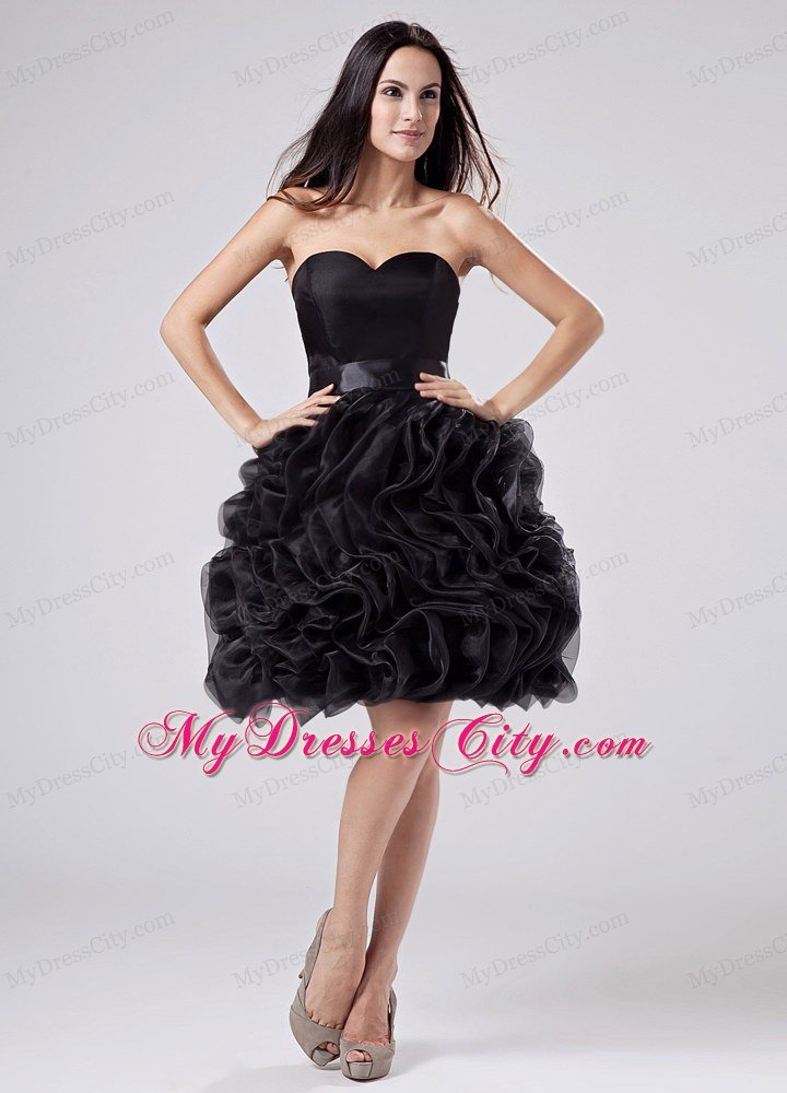 Sweetheart A-Line Little Black Cocktail Dress with Ruffled Layers