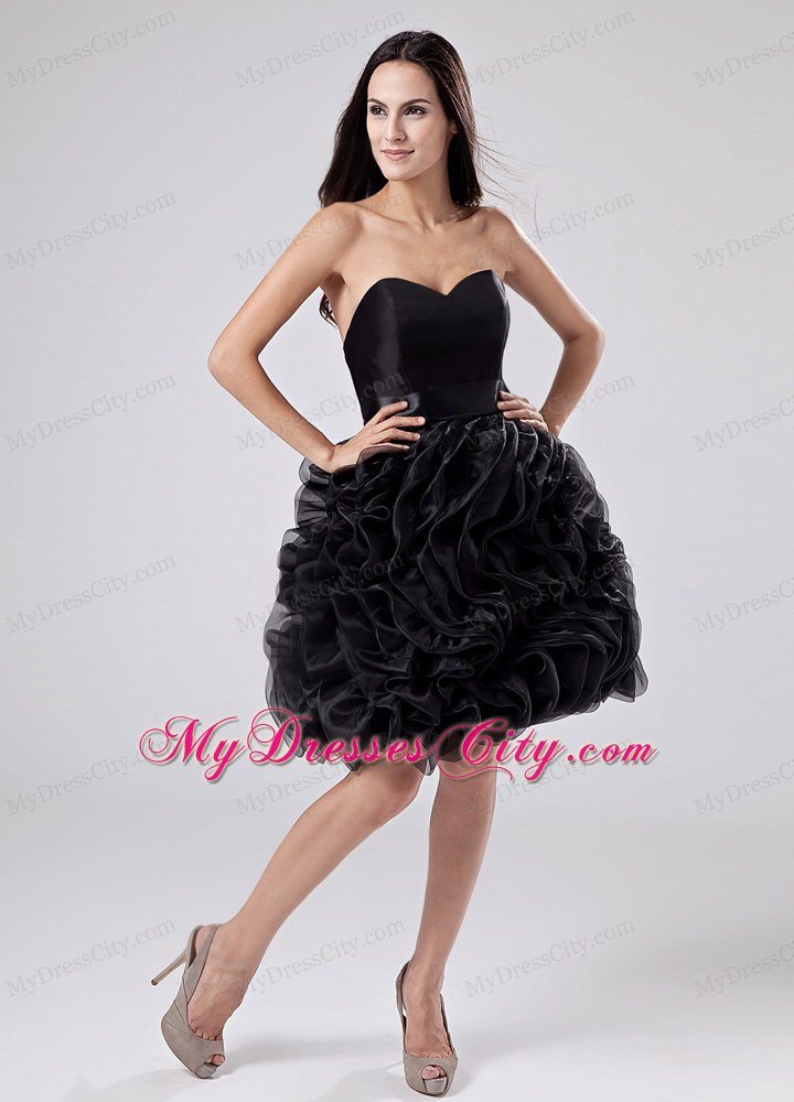 Sweetheart A-Line Little Black Cocktail Dress with Ruffled Layers